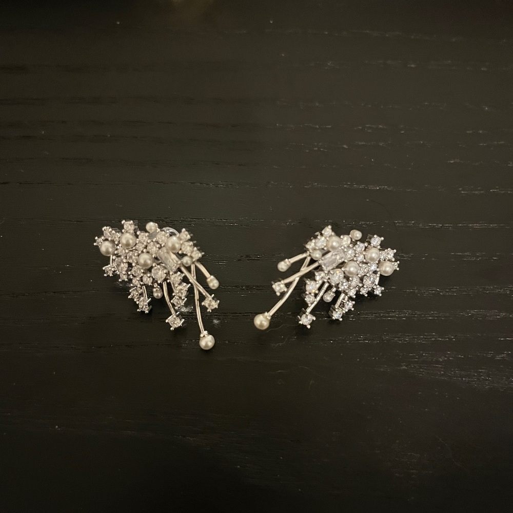 Elegant Silver Diamond Nebula Earrings